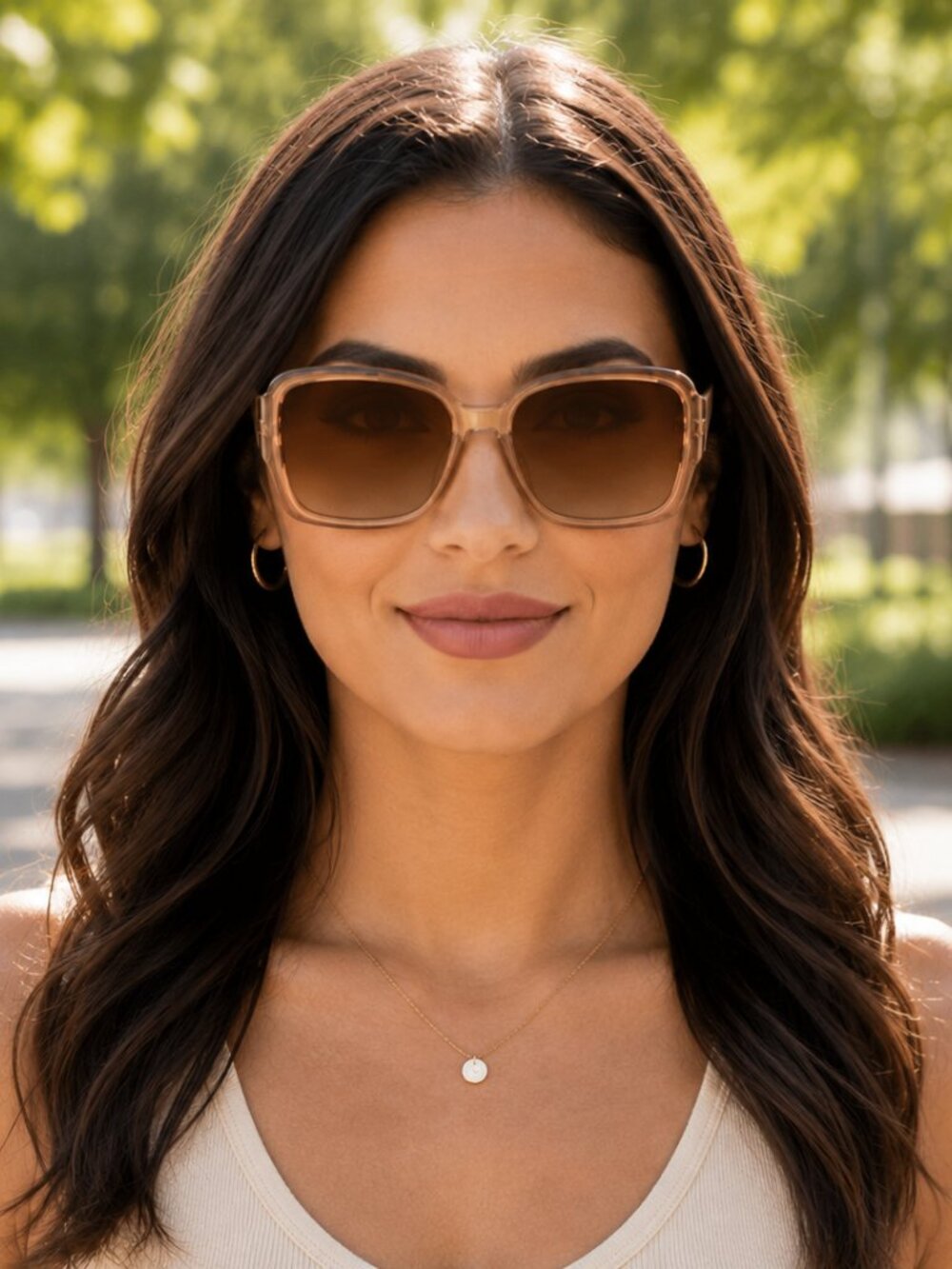 Adrienne Vittadini Sport Women's Oversized Square Gradient Brown Sunglasses
